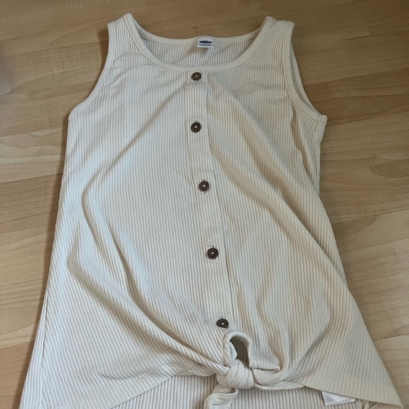 Old Navy Other - Old navy cream/white tank top.  Beautiful wooden buttons and tie Infront.